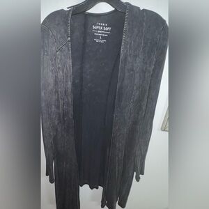 Torrid Washed Black Open-Front Knit cover up